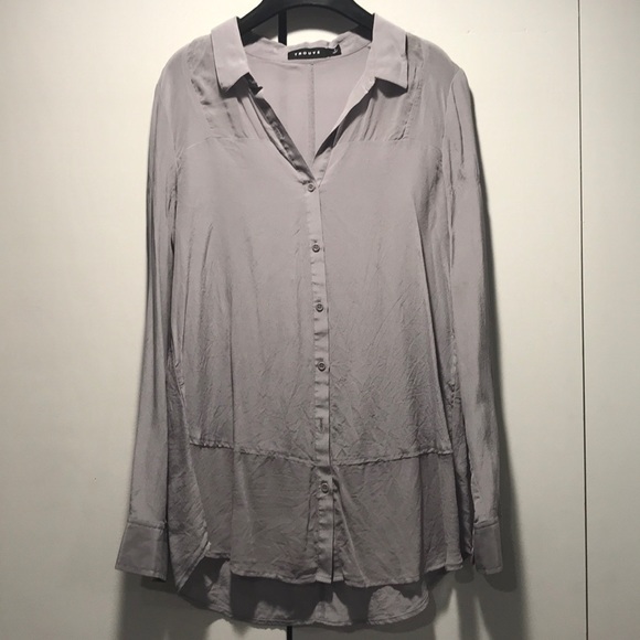 Trouve Tops - Gray/lavender silk Trouve button down tunic - S Trouve Tops - Gray/lavender silk Trouve button down tunic - S